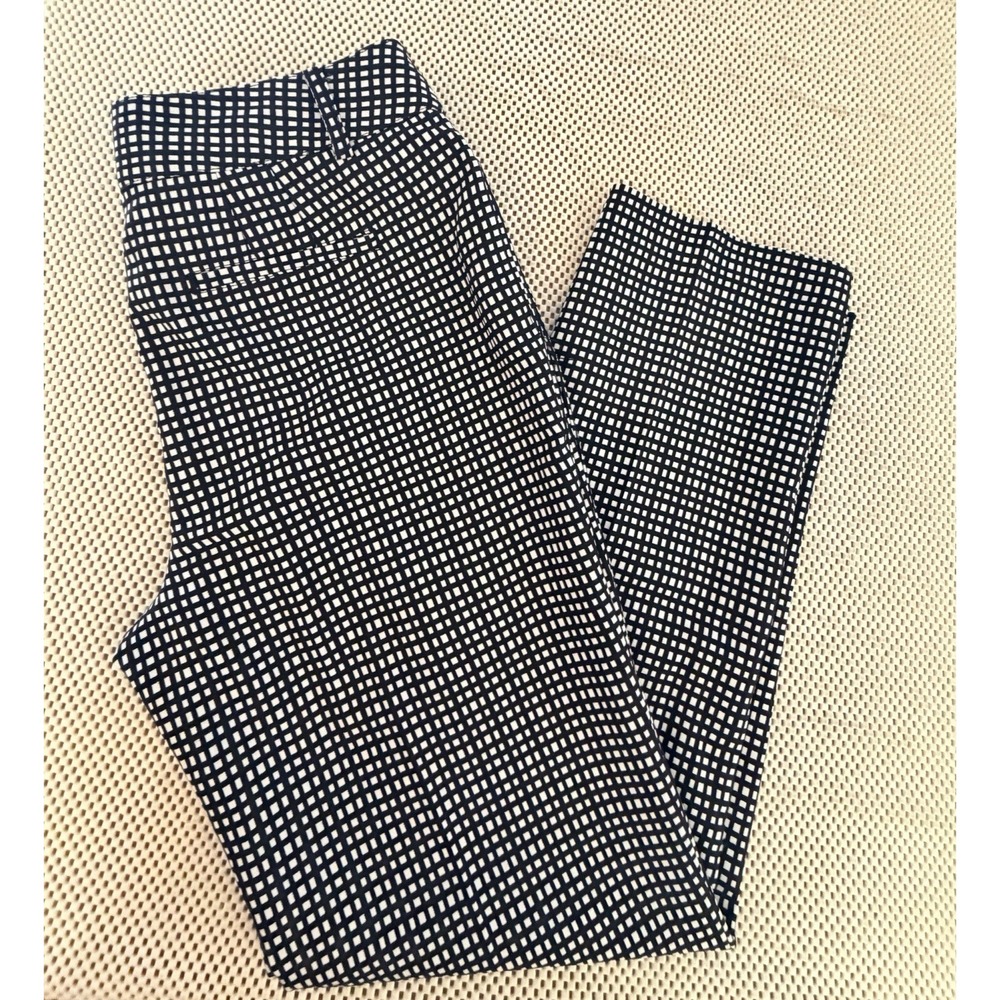 Zac‎ & Rachel Career Pants Women Sz 12 Stretch Plaid Check Black White Straight